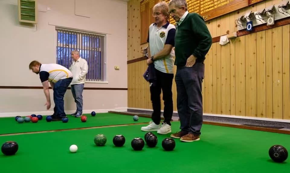 A close match on the indoor carpets during the winter league at Cullen Bowling Club