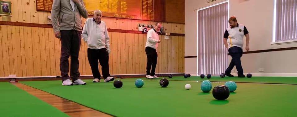 Indoor carpet bowls in the hall